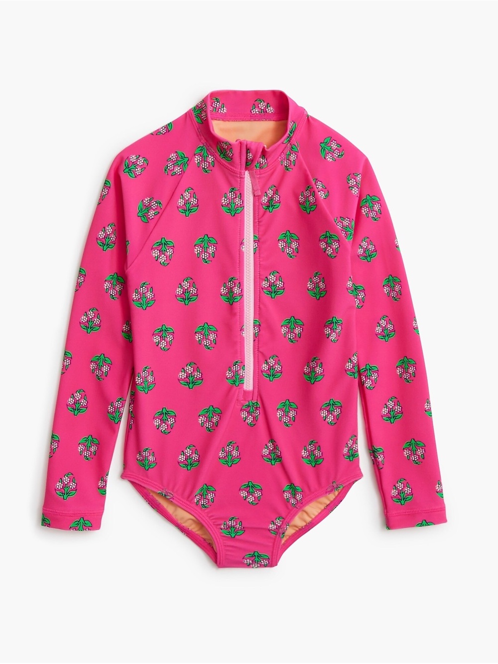 Magenta floral rash guard one piece